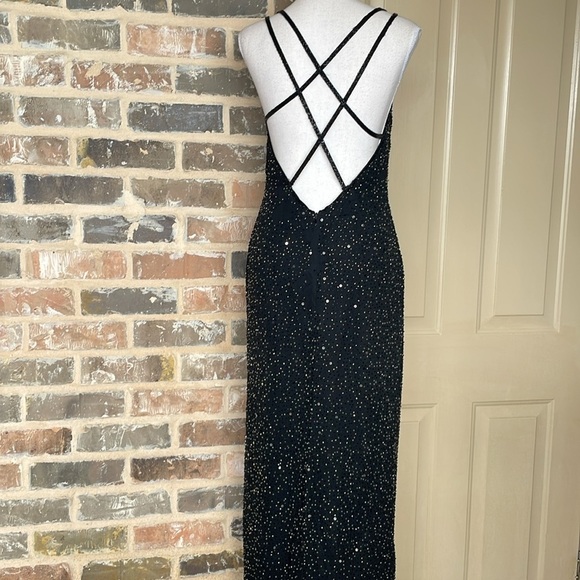Forever Yours 100% Silk Black and Silver Beaded Column Dress - Picture 7 of 8